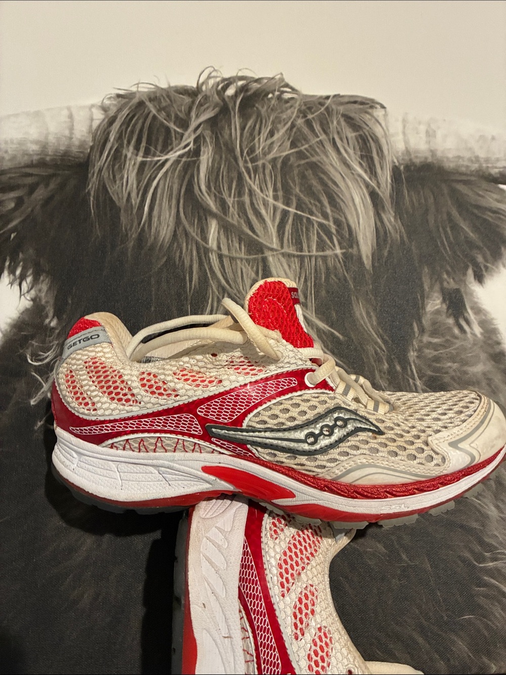 Saucony Women's Red and Cream Mesh Running Shoes